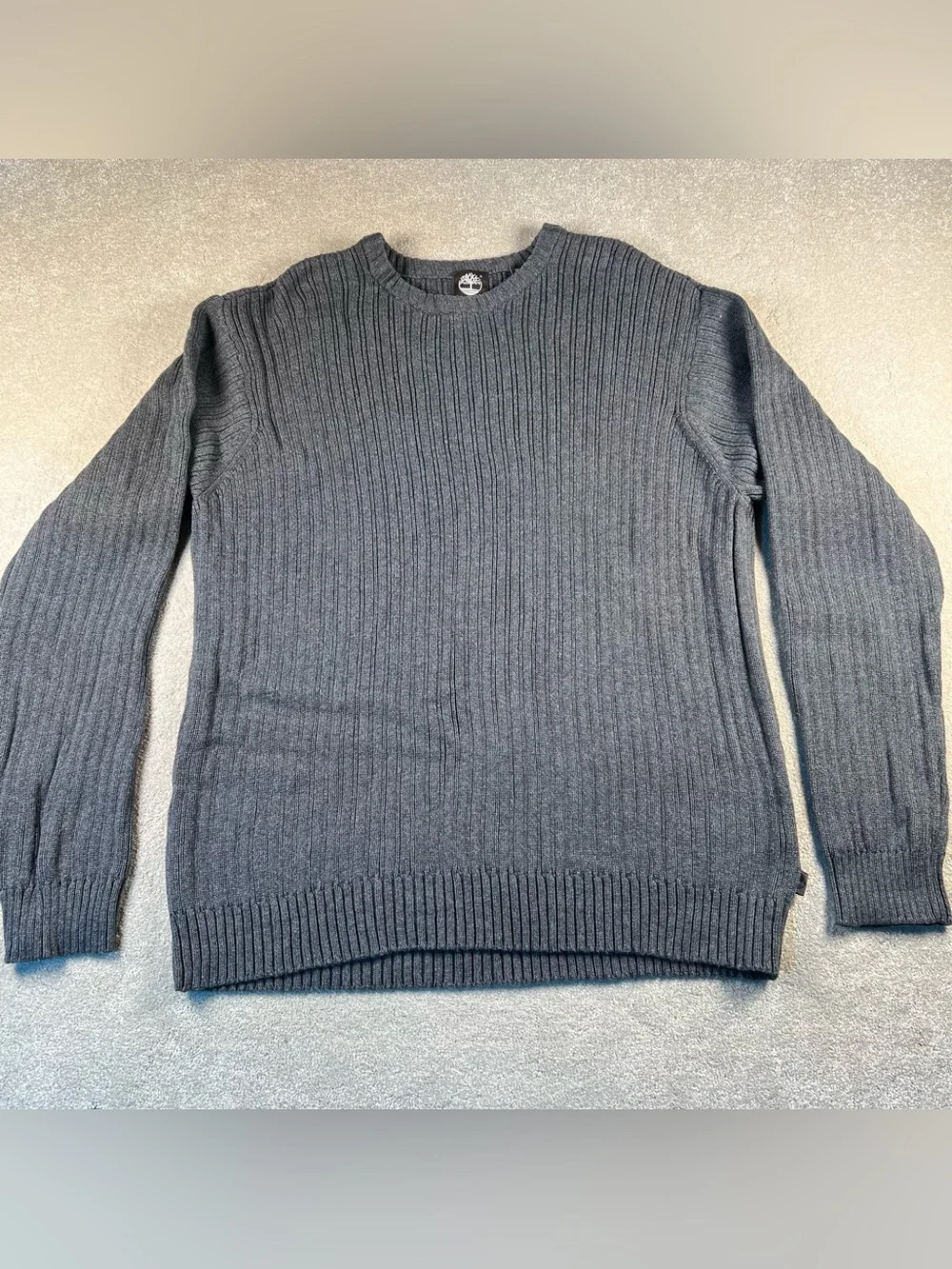 Timberland Sweater Grey Long Sleeve Crew Neck Ribbed 100%‎ cotton Knit Men's XL